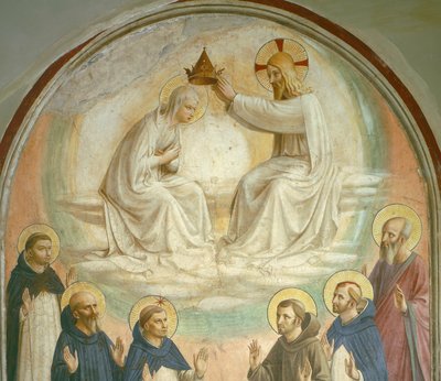 Le Couronnement de la Vierge, avec les Saints Thomas, Benoît, Dominique, François, Pierre le Martyr et Paul, 1442 (détail) - Fra Angelico